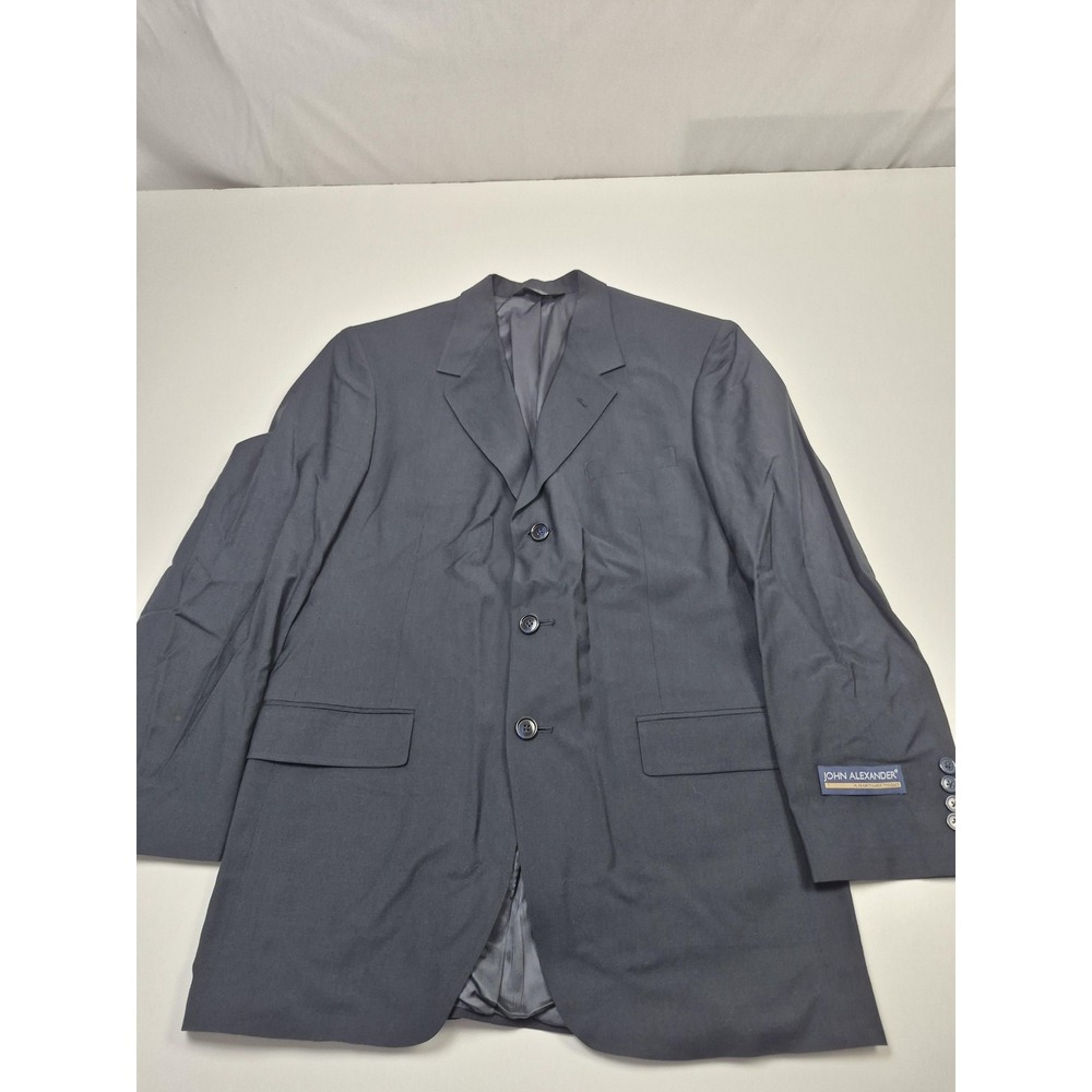 John Alexander Suit Jacket Mens 41L Blue Super 100s Wool 3 Button NWT FLAW